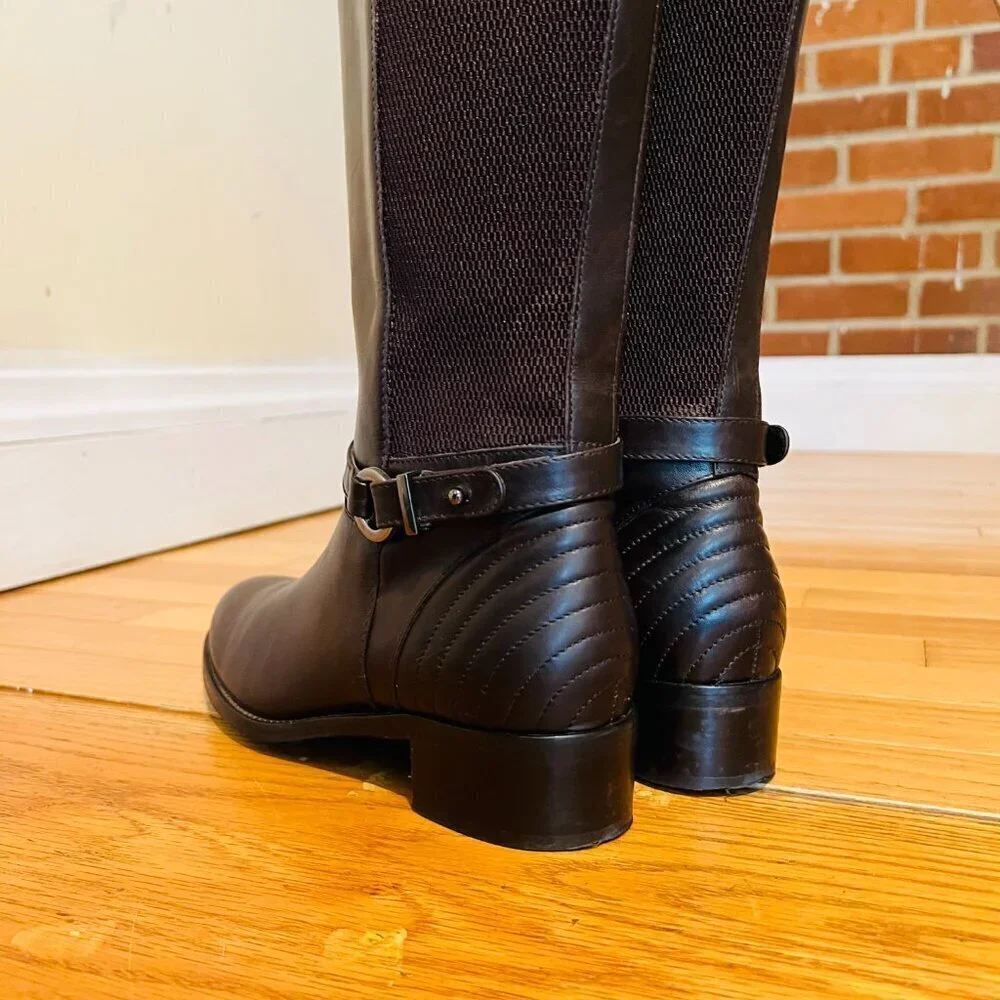 AQUATALIA Women's Brown Leather Knee High Boots 8.5